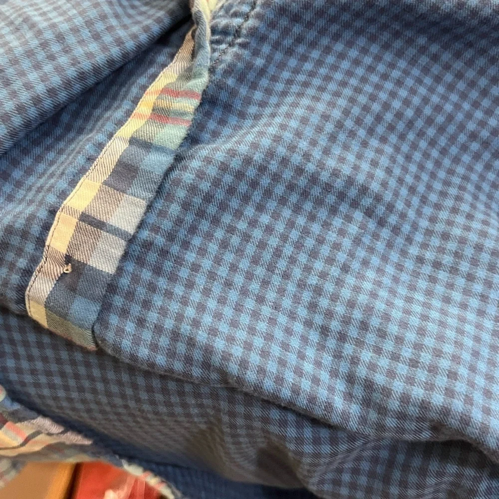 Vineyard, vines,large Tucker, slim fit plaid flannel shirt, blue, and pink - Picture 4 of 5